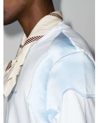 weißes und blaues bedrucktes T-Shirt mit einem Rundhalsausschnitt von AV Vattev