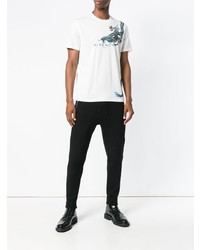 weißes und blaues bedrucktes T-Shirt mit einem Rundhalsausschnitt von Givenchy