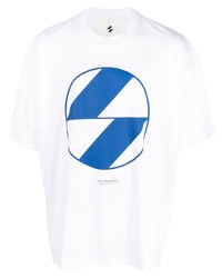 weißes und blaues bedrucktes T-Shirt mit einem Rundhalsausschnitt von The Salvages