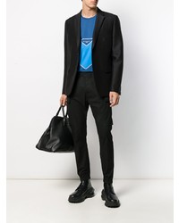 weißes und blaues bedrucktes T-Shirt mit einem Rundhalsausschnitt von Givenchy