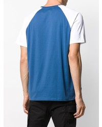 weißes und blaues bedrucktes T-Shirt mit einem Rundhalsausschnitt von Givenchy