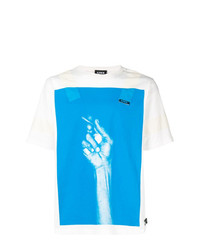 weißes und blaues bedrucktes T-Shirt mit einem Rundhalsausschnitt von U.P.W.W.