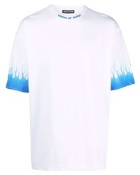weißes und blaues bedrucktes T-Shirt mit einem Rundhalsausschnitt von Vision Of Super
