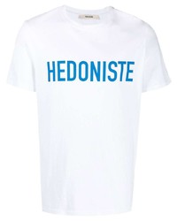 weißes und blaues bedrucktes T-Shirt mit einem Rundhalsausschnitt von Zadig & Voltaire