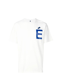 weißes und blaues bedrucktes T-Shirt mit einem Rundhalsausschnitt von Études