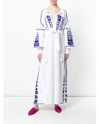 weißes und blaues besticktes Folklore Kleid von Wandering