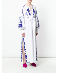 weißes und blaues besticktes Folklore Kleid von Wandering