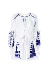 weißes und blaues besticktes Folklore Kleid von W.Gibbs