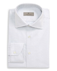 weißes und blaues Businesshemd mit geometrischem Muster
