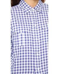 weißes und blaues Businesshemd mit Vichy-Muster von Madewell