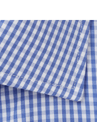 weißes und blaues Businesshemd mit Vichy-Muster von Turnbull & Asser