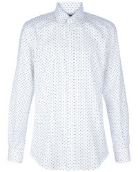 weißes und blaues gepunktetes Langarmhemd von Dolce & Gabbana