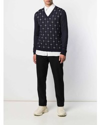 weißes und blaues gepunktetes Langarmhemd von Gucci