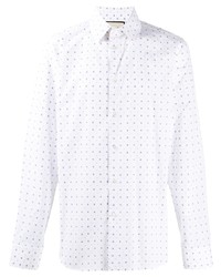 weißes und blaues gepunktetes Langarmhemd von Gucci