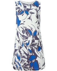 weißes und blaues gerade geschnittenes Kleid mit Blumenmuster von Vanessa Bruno