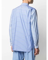 weißes und blaues horizontal gestreiftes Langarmhemd von Comme Des Garcons SHIRT