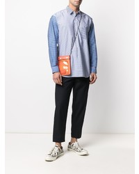 weißes und blaues horizontal gestreiftes Langarmhemd von Comme Des Garcons SHIRT