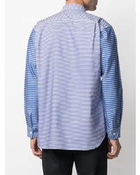 weißes und blaues horizontal gestreiftes Langarmhemd von Comme Des Garcons SHIRT