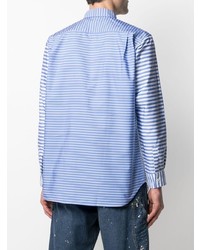 weißes und blaues horizontal gestreiftes Langarmhemd von Comme Des Garcons SHIRT