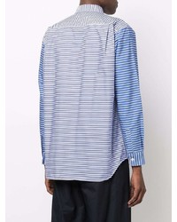 weißes und blaues horizontal gestreiftes Langarmhemd von Comme Des Garcons SHIRT