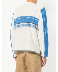 weißes und blaues horizontal gestreiftes Langarmshirt von Lemlem