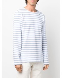 weißes und blaues horizontal gestreiftes Langarmshirt von Saint James