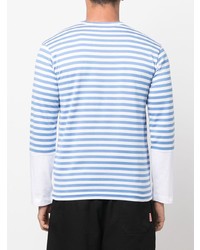 weißes und blaues horizontal gestreiftes Langarmshirt von Comme Des Garcons Play