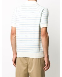 weißes und blaues horizontal gestreiftes Polohemd von Gucci