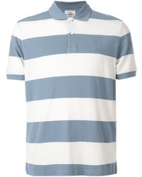 weißes und blaues horizontal gestreiftes Polohemd von Kent & Curwen