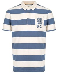 weißes und blaues horizontal gestreiftes Polohemd von Kent & Curwen