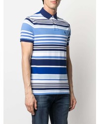 weißes und blaues horizontal gestreiftes Polohemd von Polo Ralph Lauren