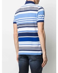weißes und blaues horizontal gestreiftes Polohemd von Polo Ralph Lauren