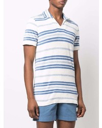 weißes und blaues horizontal gestreiftes Polohemd von Orlebar Brown