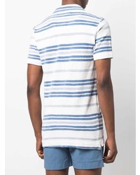 weißes und blaues horizontal gestreiftes Polohemd von Orlebar Brown