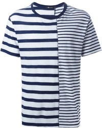weißes und blaues horizontal gestreiftes T-Shirt mit einem Rundhalsausschnitt von Alexander Wang