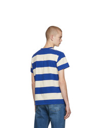 weißes und blaues horizontal gestreiftes T-Shirt mit einem Rundhalsausschnitt von Levis Vintage Clothing