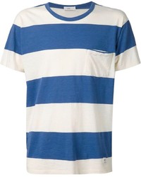 weißes und blaues horizontal gestreiftes T-Shirt mit einem Rundhalsausschnitt von Closed