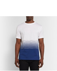weißes und blaues horizontal gestreiftes T-Shirt mit einem Rundhalsausschnitt von Loewe
