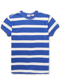 weißes und blaues horizontal gestreiftes T-Shirt mit einem Rundhalsausschnitt von Levi's