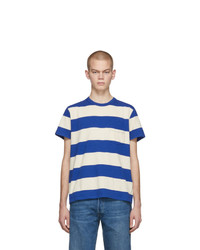 weißes und blaues horizontal gestreiftes T-Shirt mit einem Rundhalsausschnitt von Levis Vintage Clothing