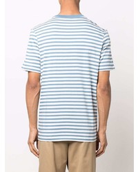 weißes und blaues horizontal gestreiftes T-Shirt mit einem Rundhalsausschnitt von PS Paul Smith