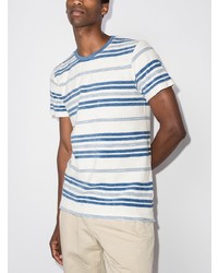 weißes und blaues horizontal gestreiftes T-Shirt mit einem Rundhalsausschnitt von Orlebar Brown