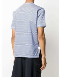 weißes und blaues horizontal gestreiftes T-Shirt mit einem Rundhalsausschnitt von Junya Watanabe