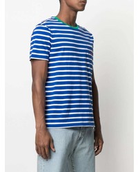 weißes und blaues horizontal gestreiftes T-Shirt mit einem Rundhalsausschnitt von Polo Ralph Lauren