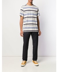 weißes und blaues horizontal gestreiftes T-Shirt mit einem Rundhalsausschnitt von A.P.C.