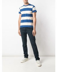 weißes und blaues horizontal gestreiftes T-Shirt mit einem Rundhalsausschnitt von Levi's Vintage Clothing
