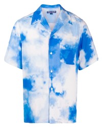 weißes und blaues Mit Batikmuster Kurzarmhemd von BornxRaised
