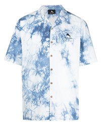 weißes und blaues Mit Batikmuster Kurzarmhemd von Mauna Kea