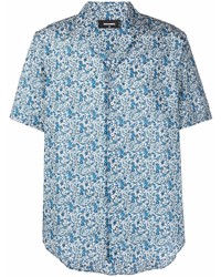 weißes und blaues Kurzarmhemd mit Blumenmuster von DSQUARED2