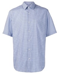 weißes und blaues Kurzarmhemd mit Karomuster von BOSS